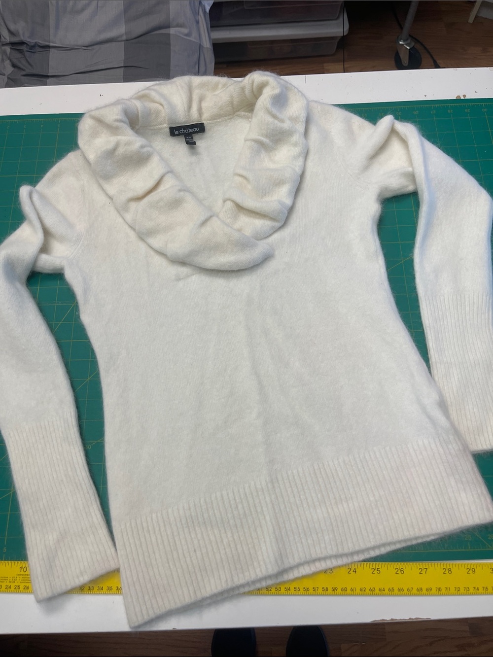 le chateau Off-White Cowl Neck Long Sleeve Sweater